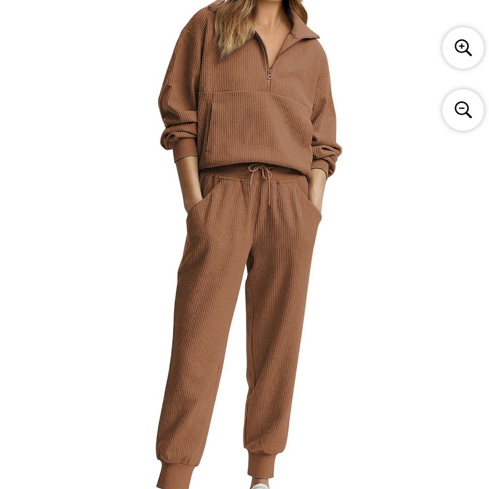 Brown Velour Hoodie and Jogger Set